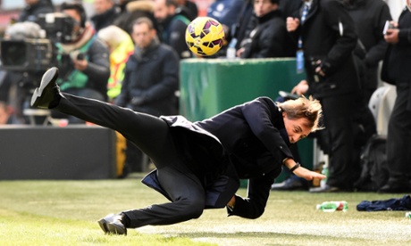 Internazionale manager Roberto Mancini takes a ball to the face in January.