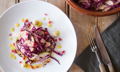 Apple windfalls, foraged Kentish cobnuts, crunchy cabbage, and a delicious dressing