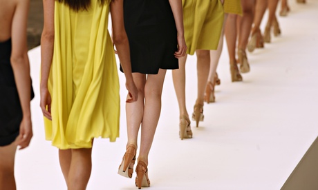 Legs of models on the catwalk