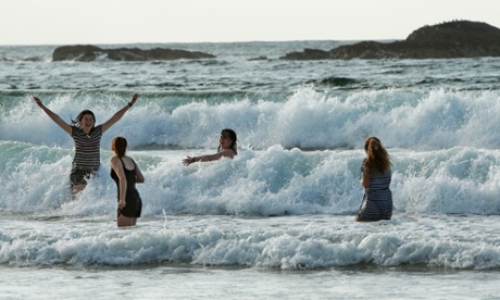 Ride the wave: playing in the surf during the school trip to the Hebridean Island of Colonsay.