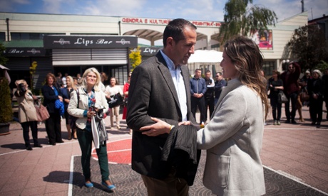 A man donating his wife’s skirt to Alketa Xhafa-Mripa for the exhibition.