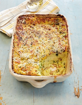 Courgette and ciabatta frittata