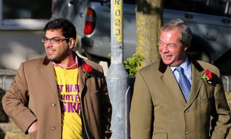 Kassam and Farage on the campaign trail on the eve of the election, 7 May.