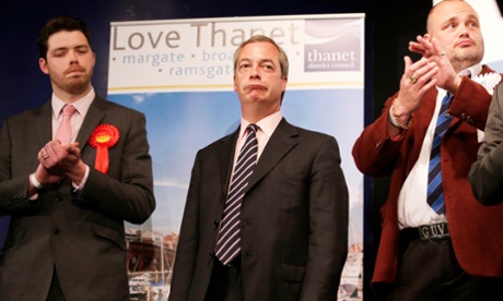 Farage hears of his defeat in South Thanet on 8 May, with fellow contestants Will Scobie and Al Murray.