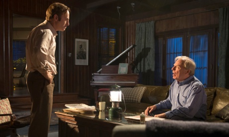 Bob Odenkirk as Saul Goodman, Michael McKean as Chuck - framed by blue…