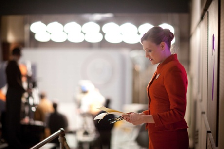 Romola Garai as Bel Rowley, based on Grace Wyndham Goldie, in <em>The Hour</em>.