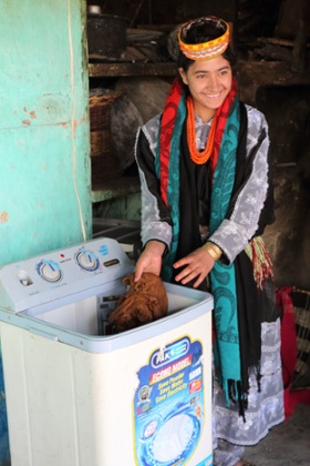 Micro-hydro plants provide electricity for washing machines and other labour-saving devices.