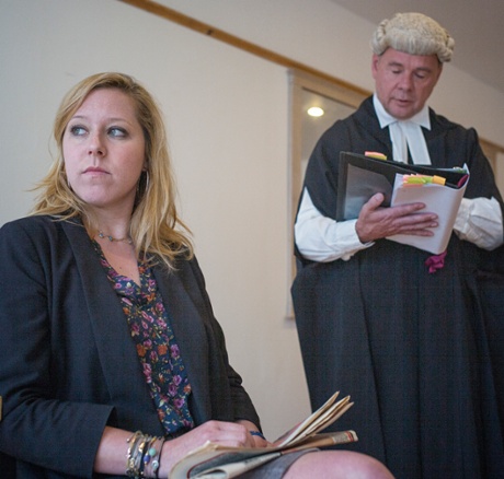 Actors rehearsing Pursuing Justice.