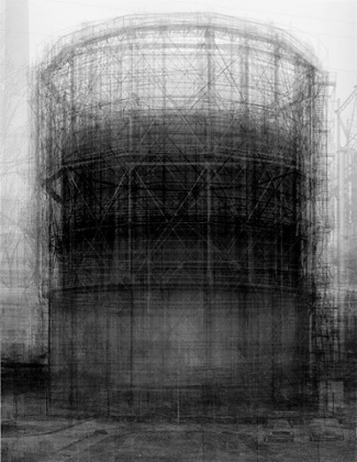 Inspired by the Bechers' series, Idris Khan’s ghostly composite Every… Bernd and Hilla Becher Prison Type Gasholder.