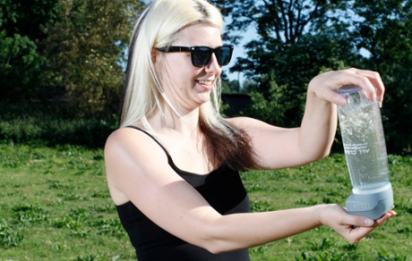 Phoebe Smith agitates the All Clear bottle.