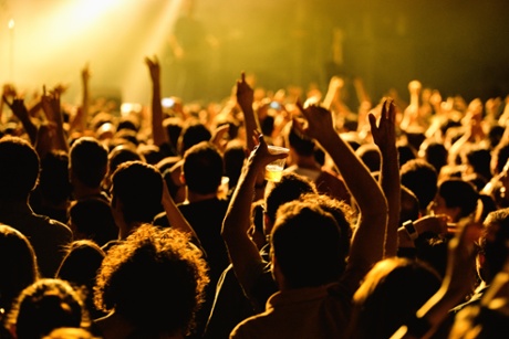 Crowd in a concert at Razzmatazz stage on May 16, 2014 in Barcelona, Spain.