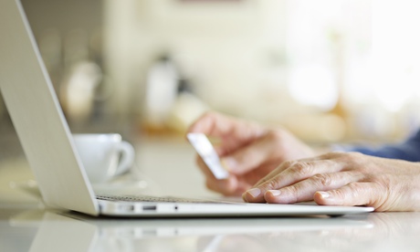 A man using a laptop