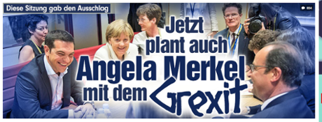 Headline reads: Angela Merkel is now planning for Grexit