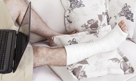 Broken leg in a cast