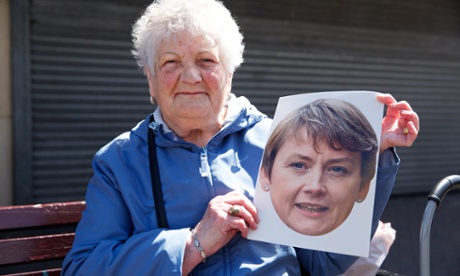 Nuneaton voter Annie Morris with a photo of Yvette Cooper