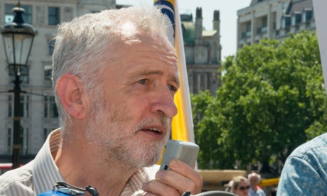 Jeremy Corbyn at a union rally on 14 June.
