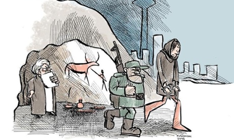 Cartoonist Kianoush Ramezani shows his solidarity with Atena Farghadani