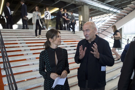 Dasha Zhukova, founder of the Garage Museum of Contemporary Art, with its architect, Rem Koolhaas, at the opening of the museum.