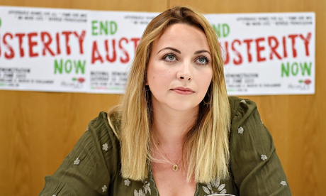 Charlotte Church at a press conference announcing a national anti-austerity march.