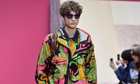 A model in mixed prints on the Coach catwalk