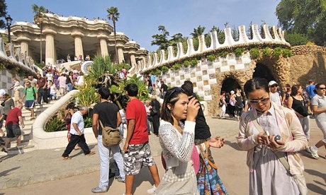 Tourists in Park Guell – Barcelona is Europe’s third most-visited city.