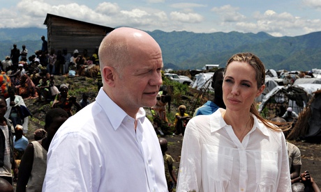 William Hague and Angelina Jolie at a Congolese refugee