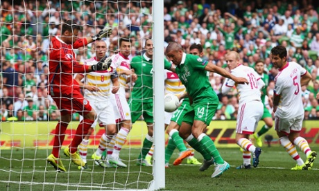 Jon Walters puts the Republic of Ireland in front seven minutes before half-time.