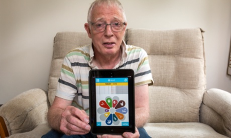 David Bedford at home in Solihull, using the uMotif App, on an iPad.