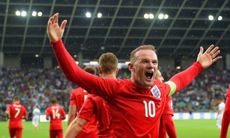 Captain Wayne Rooney enjoys England's win.
