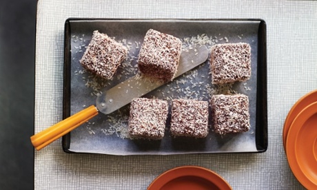 Chocolate lamingtons – delicious cushions of sponge.