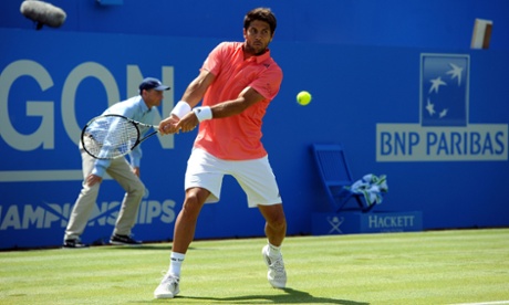 Fernando Verdasco in action against Roberto Bautista Agut.