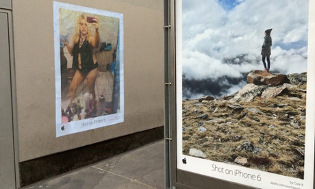 guerrila artists mock iPhone 6's ad campaign