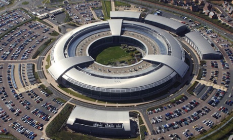 An aerial image of the British Government Communications Headquarters (GCHQ) in Cheltenham, Gloucestershire.