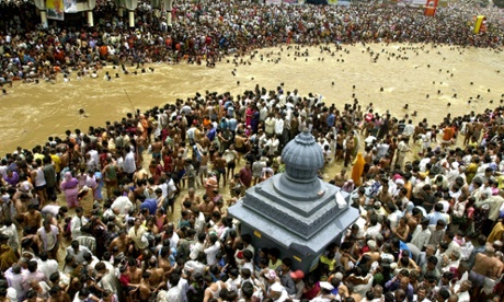 Hindu devotees assemble for the last Kumbh Mela held in Nashik, in 2003. At least 39 people were killed in a stampede as millions gathered for the bathing festival.