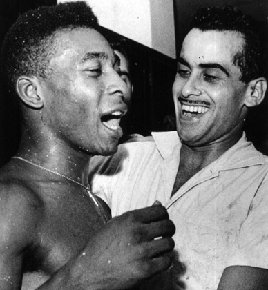 Zito, right, and Pelé celebrate after winning the World Cup in 1958.