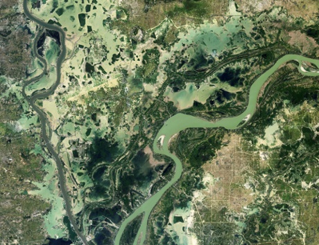 A flooded landscape in Cambodia between the Mekong River (right) and Tonl   Sap river (left) is pictured.