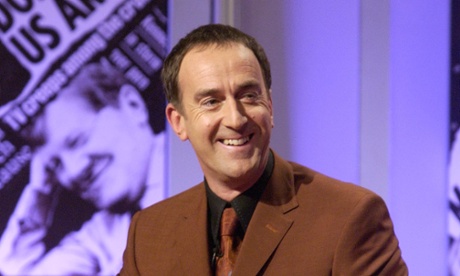 Angus Deayton during filming for the TV quiz show Have I Got News For You.