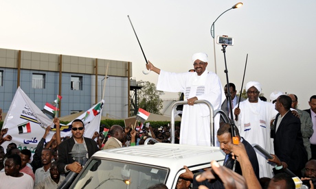 Sudanese president Omar al-Bashir waves to supporters on his return to Khartoum.