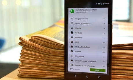 The permissions dialogue in Android.