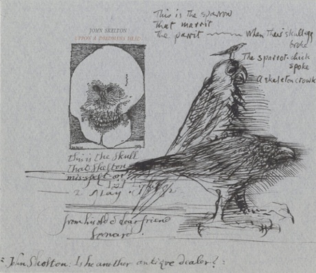 Ted Hughes’s sketch of birds, drawn for Roy Davids.