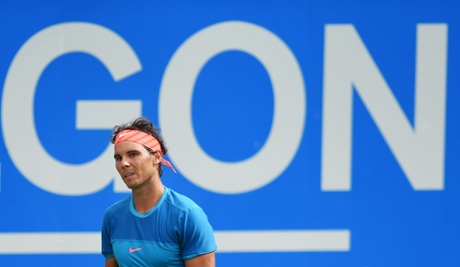 Rafael Nadal looks dejected.