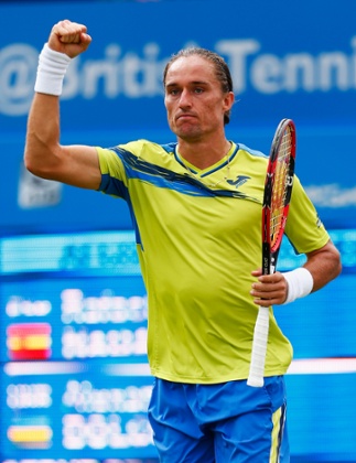 Dolgopolov celebrates his victory.