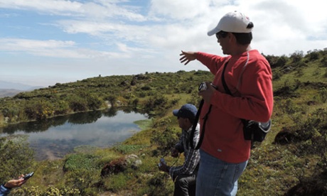 A pool of water in an Andean community above Lima. 