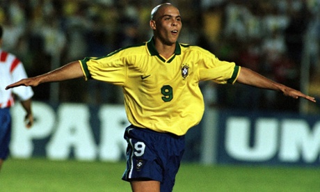 Ronaldo celebrates against Paraguay in 1997, a tournament Brazil won. Ronaldo scored in the final as the Brazilians beat Bolivia 3-1.