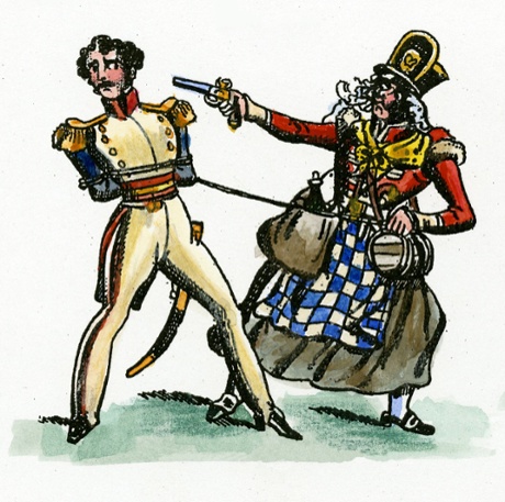 Molly Maloney, right, in The Battle of Waterloo: 'It's as good as meat, drink, washing and lodging to have a bit of a scrimmage.'