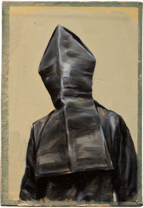 'A hood appears in dramatic close-up, as if sitting for his portrait'