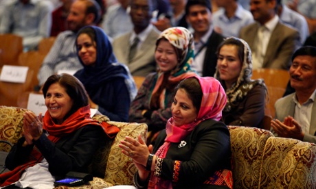 The Afghanistan launch of the HeForShe UN Women campaign for gender equality is greeted with applause by activists and dignitaries in Kabul.
