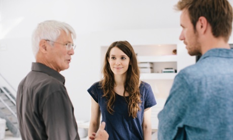 Older man with adult grandchildren.