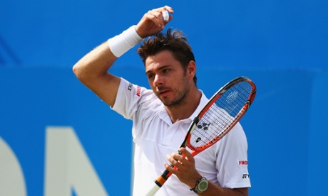 Stanislas Wawrinka reacts after defeat to Kevin Anderson.
