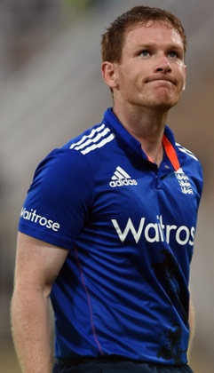 A rueful looking Morgan heads back to the pavilion.